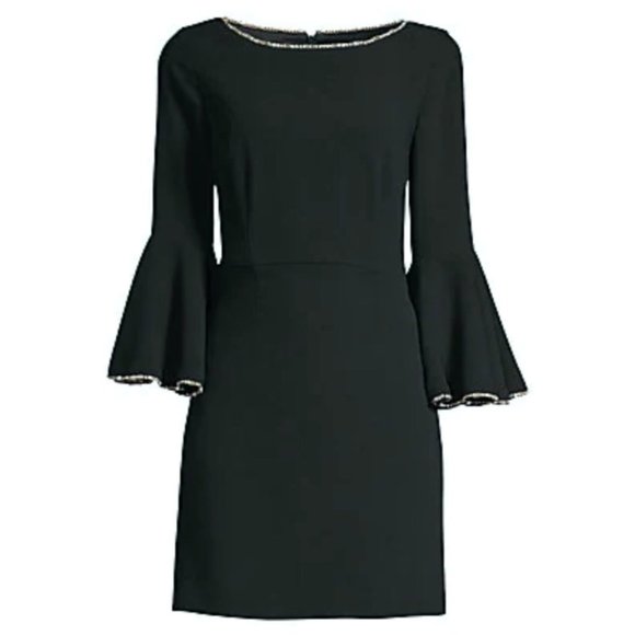 Trina Turk Black Dress Bell Sleeves Gold Edges NWT - Picture 6 of 6